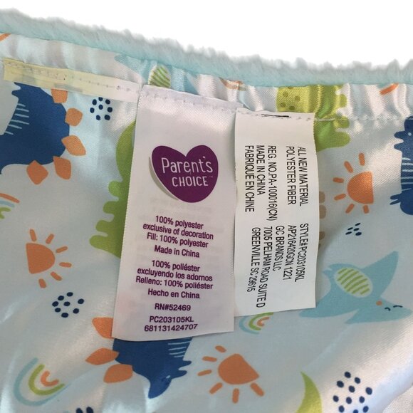 Parents Choice Blue Dinosaur Lovey 12" Triceratops Security Blanket Satin Back - Picture 6 of 6